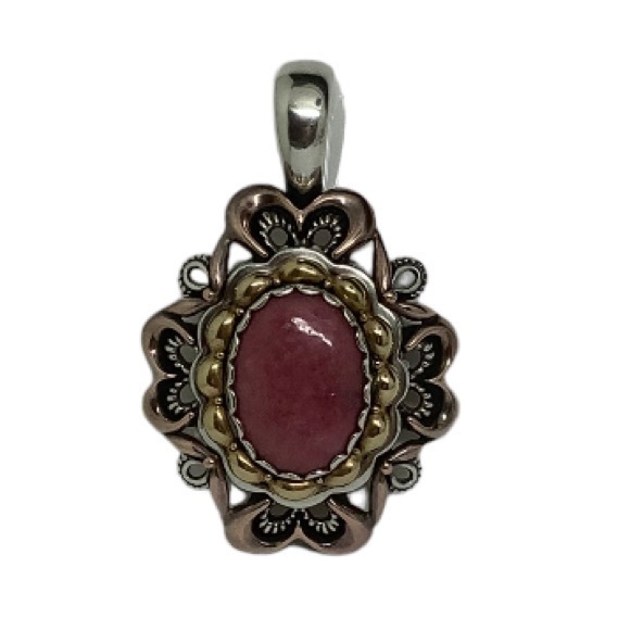 Carolyn Pollack Relios Sterling Silver Copper Brass Rhodonite Pendant